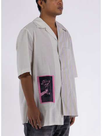 CAMICIA ST SLEEVES ARTWORK ASYMETRIC SHIRT, 012 MILK, small