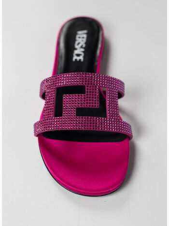 SANDALI BASSI CON CRISTALLI GRECA MAZE, , small