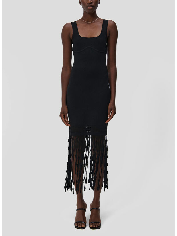 ABITO SIGNA LATTICE FRINGE, BLACK, large