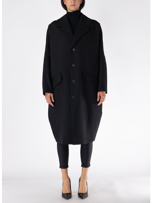 CAPPOTTO MONOPETTO CON COLLO REVERS, 900 BLACK, large