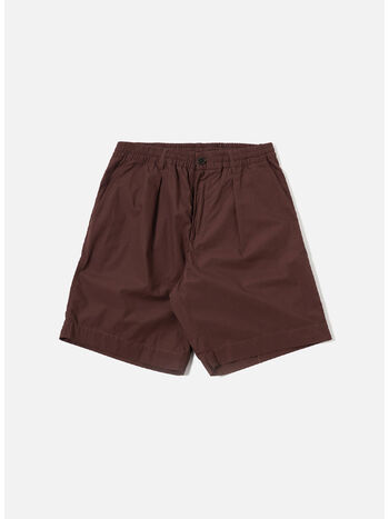 SHORT PEACHED POPLIN PLEATED TRACK, BROWN, small