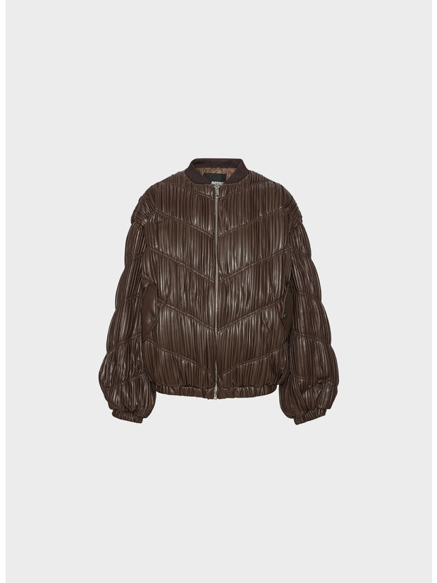 JACKET PLEATED BOMBER, 573 CHOCOLATE BROWN, large