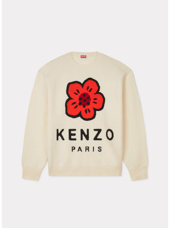 MAGLIONE GIROCOLLO BOKE FLOWER, 02 OFF WHITE, small