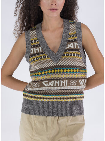 GILET LOGO WOOL MIX, 531 PALE KHAKI, small