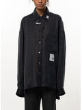 CAMICIA ATTACHED TIE SATIN, BLACK, thumb