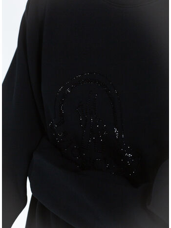 FELPA GIROCOLLO CON LOGO GLITTER, 999, small