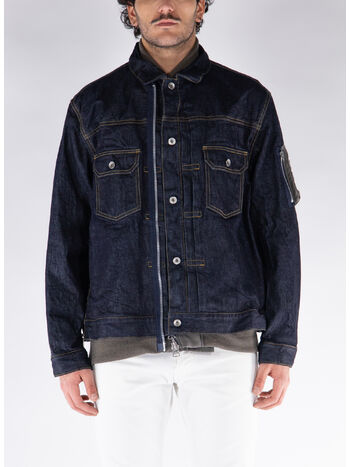 GIACCA BLUSA IN DENIM, 499 INDIGO, small