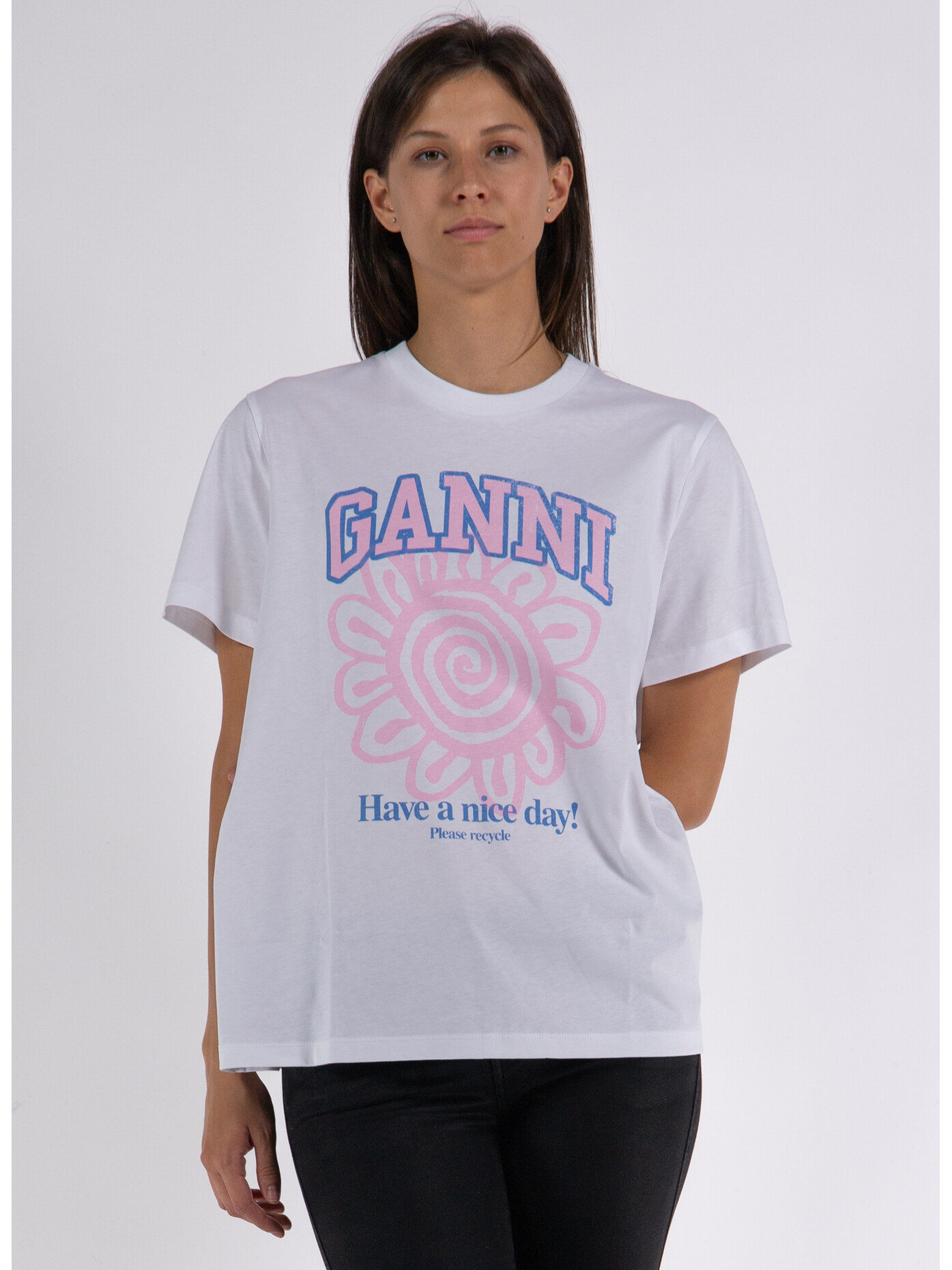 Tシャツ・カットソー GANNI Woman T-Shirt Pink T4159 065 Primrose Pink Pink Basic Jersey Bunny T-shirt | GANNI US