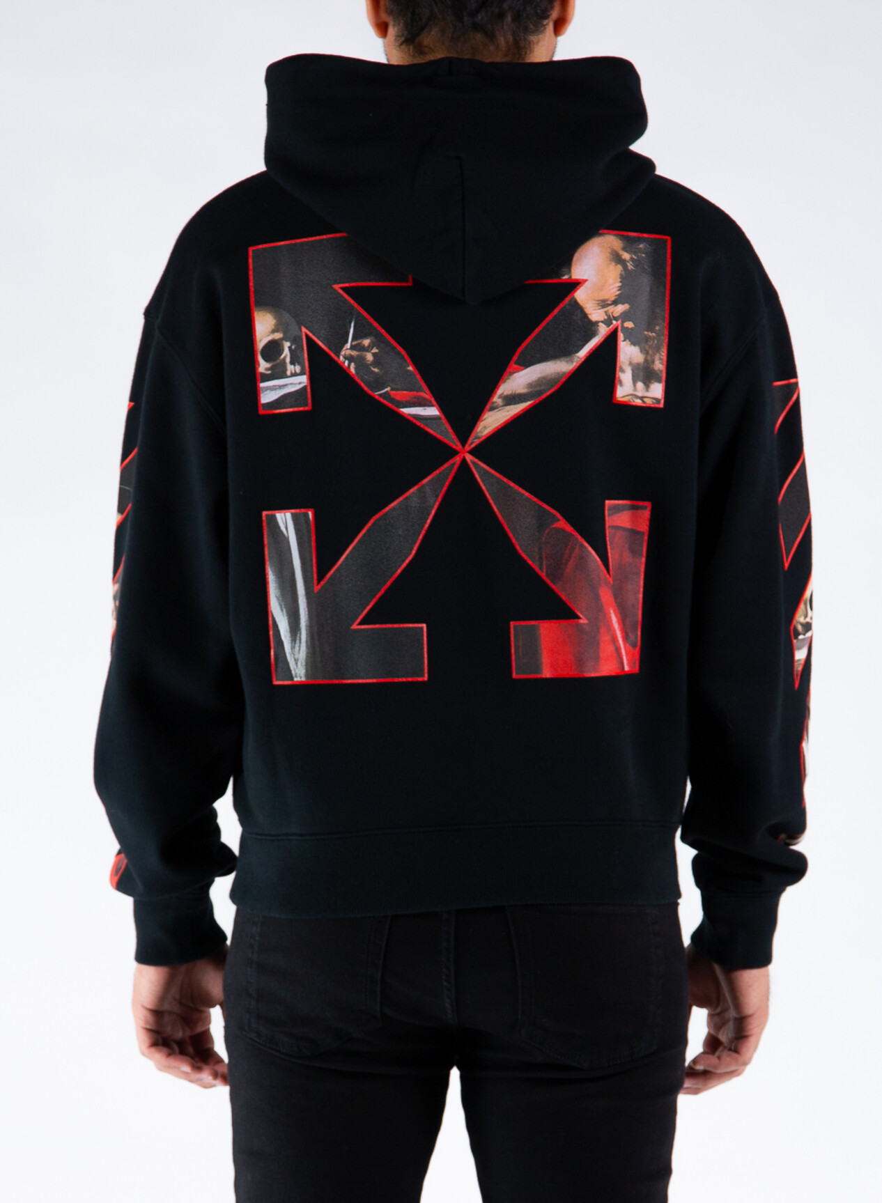 OFF-WHITE FELPA CARAVAGGIO OVER HOODIE Black, Red Man | Susi