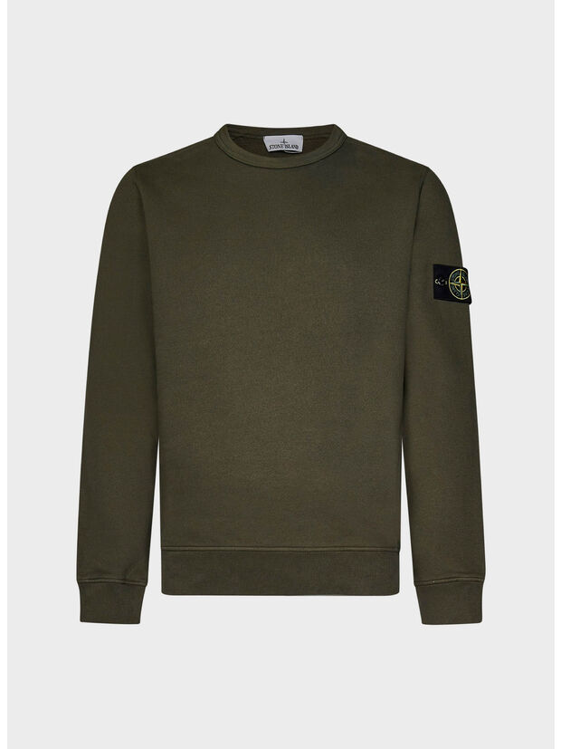 FELPA GIROCOLLO CON PATCH LOGO, V0054 VERDE MILITARE, large