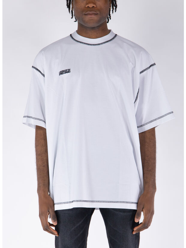 T-SHIRT INSIDE-OUT EMBROIDERED LOGO, WHITE, large