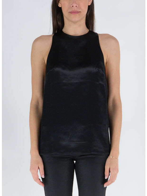 TOP IN SATIN DI SETA, BLACK NERO, large