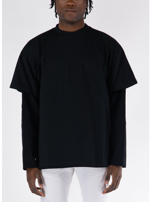 T-SHIRT LONGSLEEVE DOUBLELAYER, 001 BLACK, large