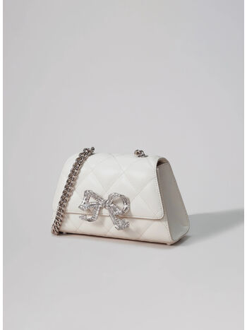 BORSA MINI QUILTED WITH BOW, CREAM, small