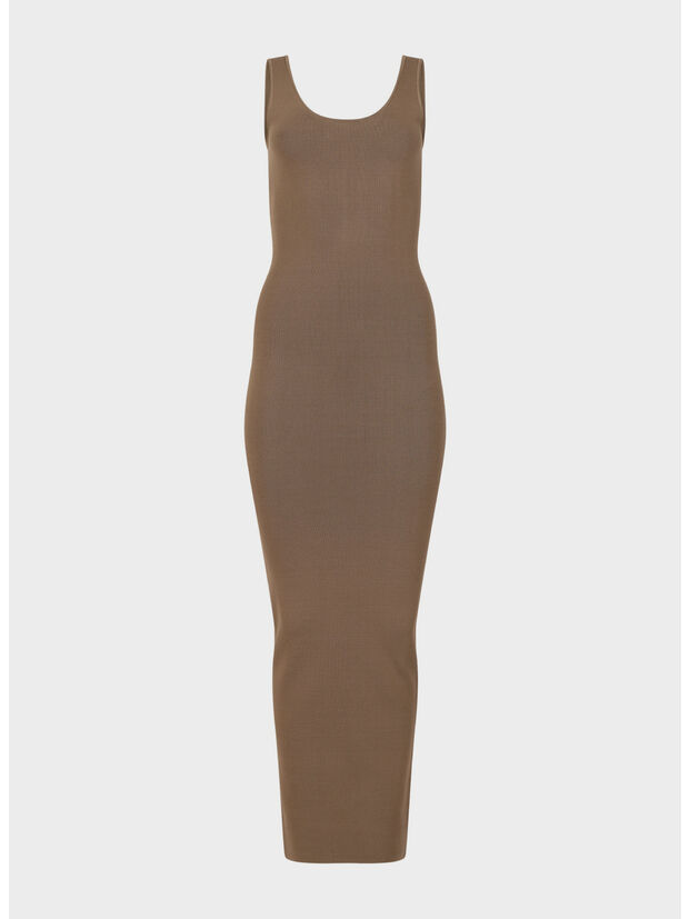 ABITO SQUARE NECK KNIT MIDI, 0087 Tan, large