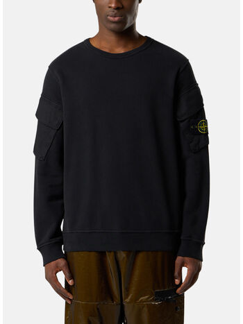 FELPA GIROCOLLO BRUSHED ORGANIC COTTON FLEECE, V0029 BLACK, small