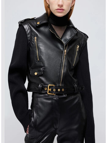 GIACCA BELENE COMBO MOTO JACKET STYLE, BLACK, small