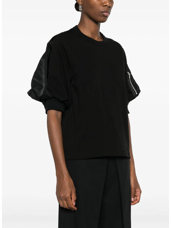 MAGLIA IN  NYLON TWILL COTTON, 001 BLACK, small