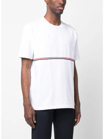 T-SHIRT SHORT SLEEVE TEE W/ RWB STRIPE, 100 WHITE, small