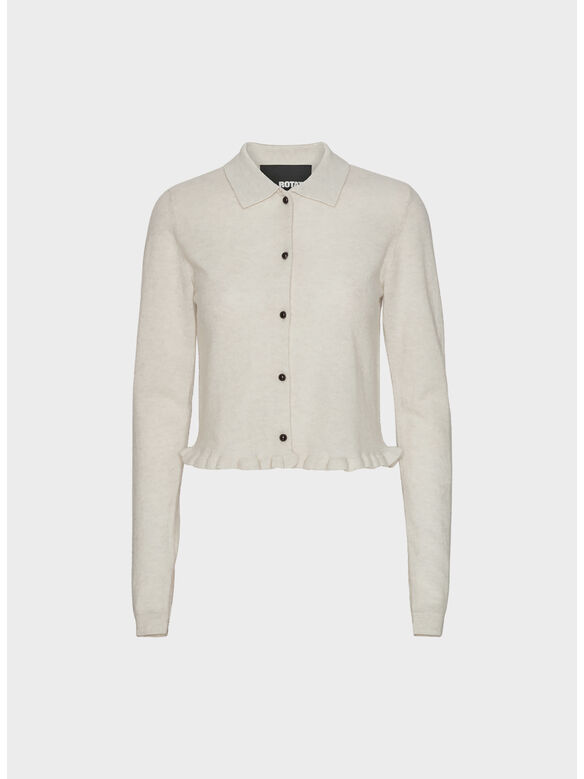 CARDIGAN KNITTED POLO, 1472 LIGHT GREY MELANGE, medium