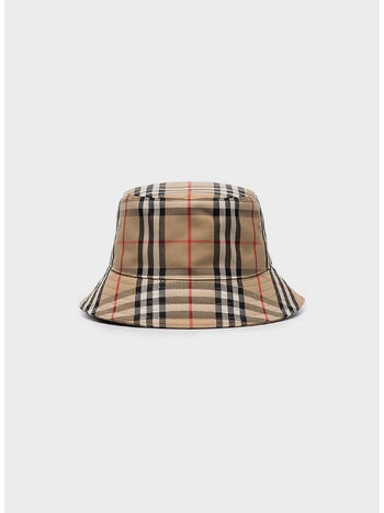 CAPPELLO DA PESCATORE IN MISTO COTONE CON MOTIVO VINTAGE CHECK, ARCHIVE BEIGE, small