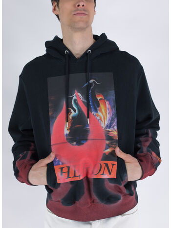 FELPA HERON TIMES FLAMES HOODIE, 1025 BLACK RED, small