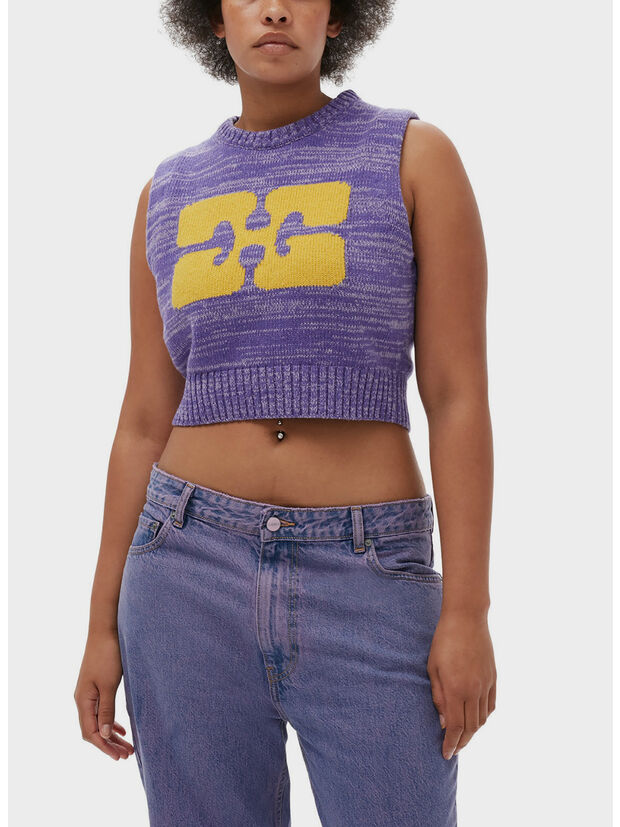 GILET GRAPHIC CROPPED VEST, 520 PURPLE WINE, large