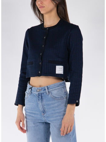 CARDIGAN CROPPED  CHECKERED JACQUARD, 415 NAVY, small