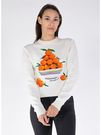 MAGLIONE PYRAMIDE D'ORANGES INTARSIA JUMPER, WHITE, small