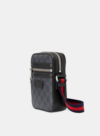 BORSA A TRACOLLA IN TESSUTO GG SUPREME, 1095BLACKNEROBRB, small