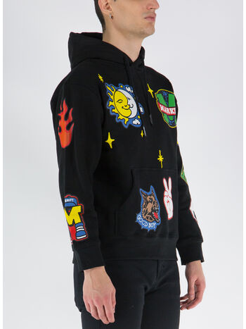 FELPA SMILEY START WITHIN STARS HOODIE, BLACK, small
