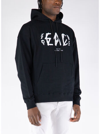 FELPA HOODIE PEACE, P401 BLACK + TEACH PEACE PRINT, small