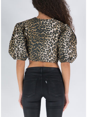 BLOUSE PRINTED COTTON CROPPED ZIPPED, 365 LEOP, small