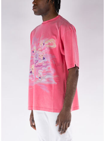 T-SHIRT A MANICHE CORTE CON STAMPA, PINK, small