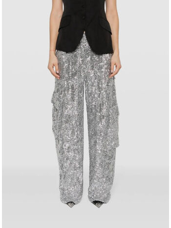 PANTALONE CARGO SEQUINS, SILVER, small