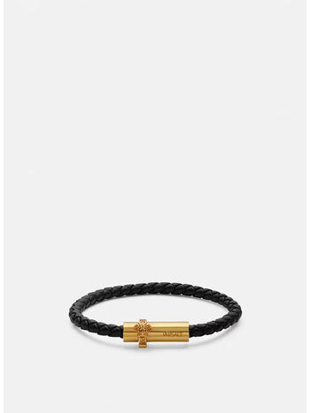 BRACCIALE IN PELLE INTRECCIATO MEDUSA, 1B00V BLACK VERSACE GOLD, small