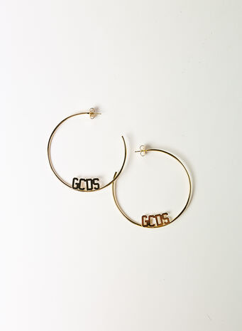 ORECCHINI TEAM LOGO HOOPS, GOLD, small