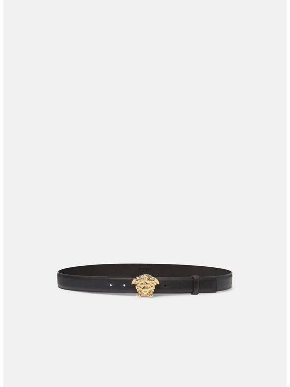 CINTURA SOTTILE IN PELLE LA MEDUSA, KVO41 NERO ORO, medium