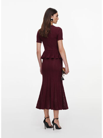 ABITO POINTELLE PEPLUM KNIT MIDI, BURGUNDY, small