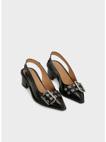 SCARPA FEMININE BUCKLE SLINGBACK PUMP, 099 BLACK, small