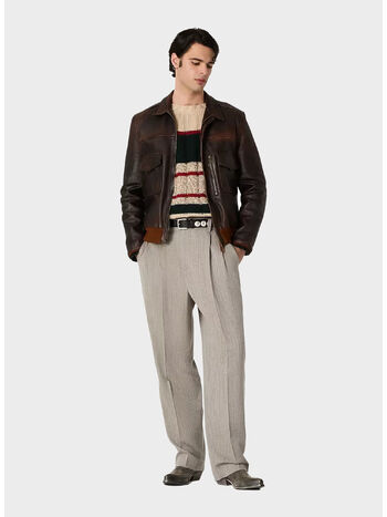 GIACCA LEATHER BOMBER, 55381 DARK BROWN, small