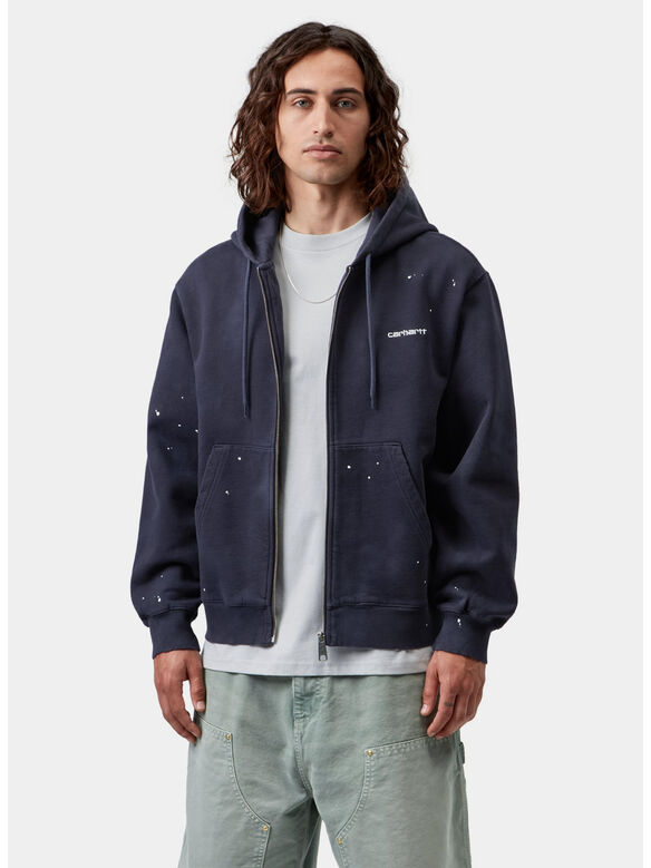 FELPA HOODED PAINTER, 1CEJ Dark Navy, destroy wash, splatter, medium