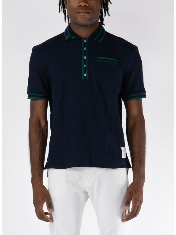 POLO SHORTSLEEVE RIB CUFF, 415 NAVY, medium