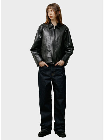 GARAGE JACKET LEATHER, 0001 BLACK, small