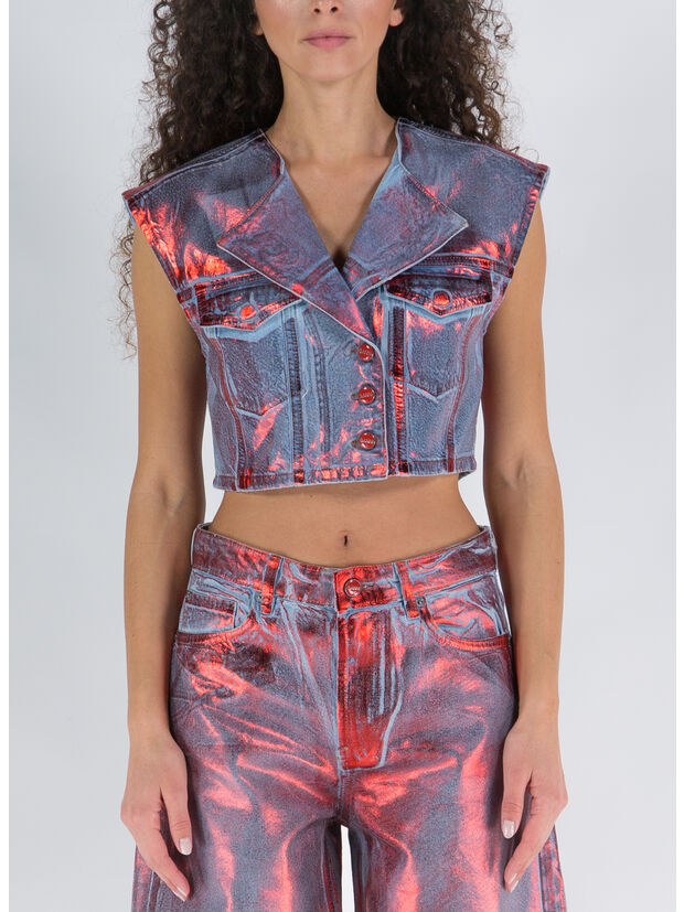GILET FOIL DENIM, 847 RED ALERT, large