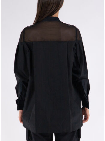 CAMICIA CHIFFON MIX COTTON POPLIN, 001 BLACK, small