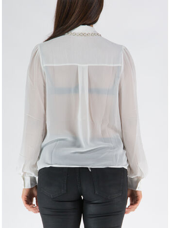 CAMICIA WHITE CHIFFON DIAMANTE DETAIL, WHITE, small