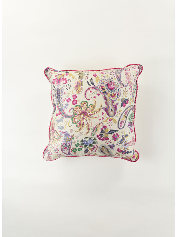 CUSCINO IN COTONE CON STAMPA PAISLEY, 800 BEIGE, large