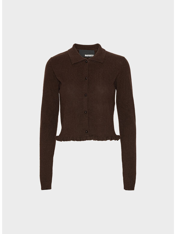 CARDIGAN KNITTED POLO, 2910 CHICORY COFFEE, medium