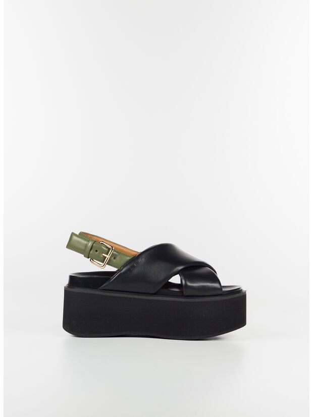 SCARPA ZEPPA IN PELLE NERA E VERDE, ZI835 BLACK/DARK OLIVE, large